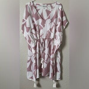 W Sz M/L The Islander Cover-Up Dress Mauve/Wht. Vacay Resort Beach Swim